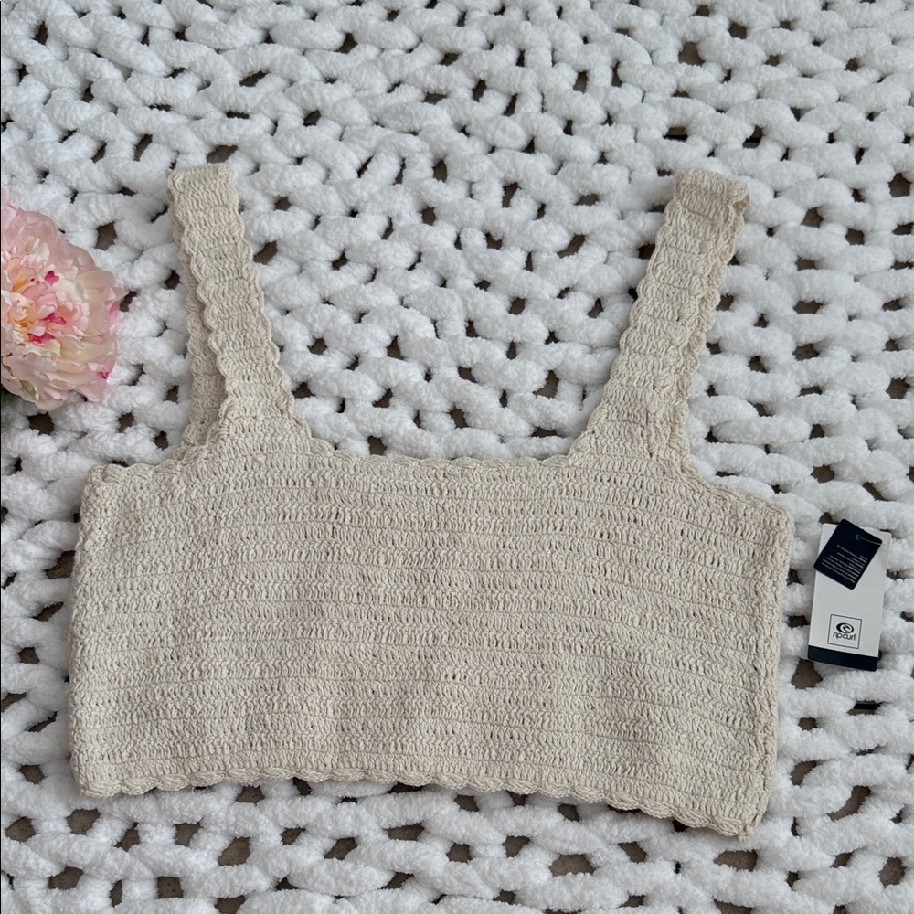 Rip Curl Cream Crochet Tank Size S NWT